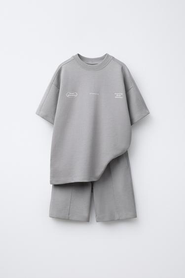 INTERLOCK T-SHIRT AND BERMUDA SHORTS SET - Grey by Zara