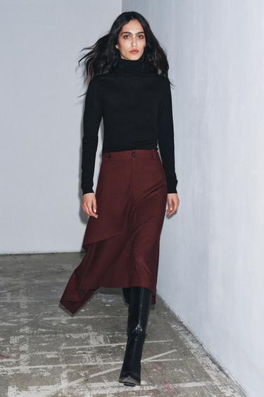 JUPE ASYMÉTRIQUE ZW COLLECTION - Bordeaux de Zara - Image 4