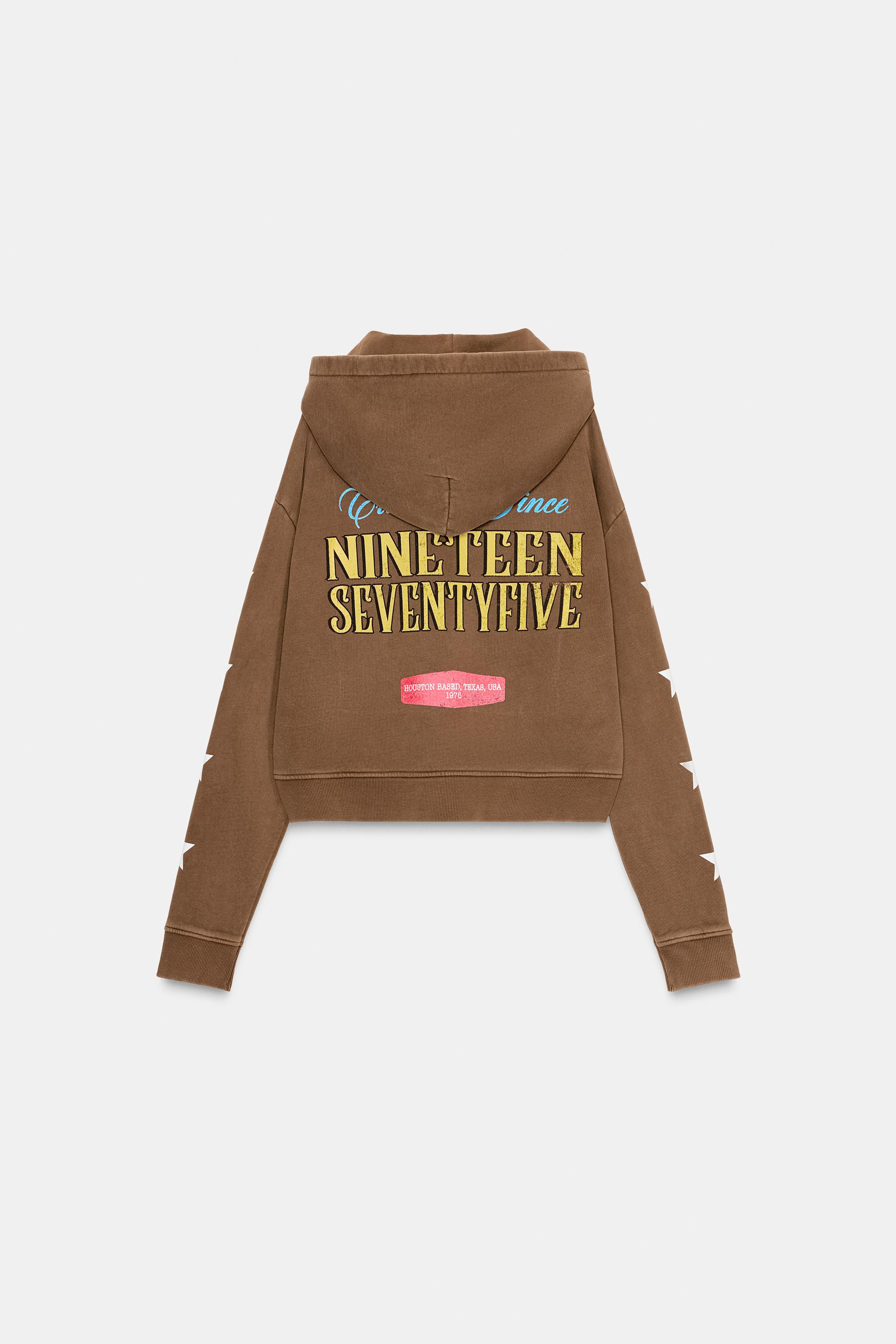 SLOGAN PRINT HOODIE - Brown | ZARA South Africa