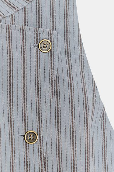 STRIPED DOUBLE-BREASTED WAISTCOAT - Blue / Grey by Zara - Image 7