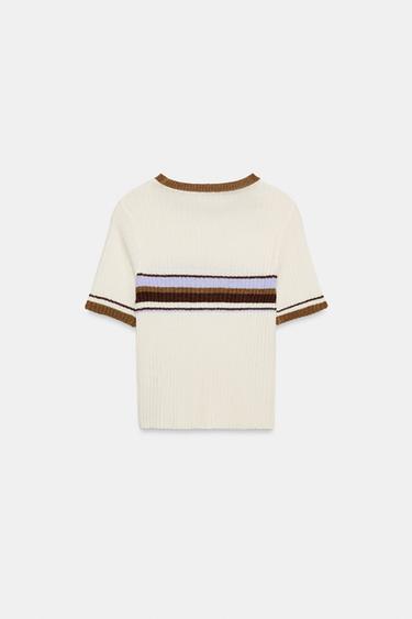 TOP RUSTIQUE À RAYURES - Écru de Zara - Image 6