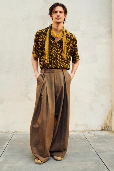 LIMITED EDITION WIDE-LEG SUIT TROUSERS - Mink by Zara