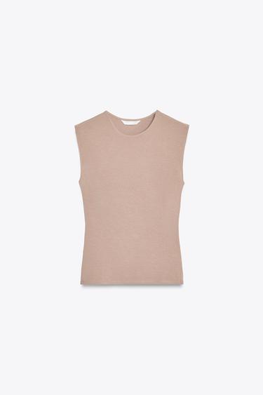 SLEEVELESS KNIT TOP - Beige-pink by Zara