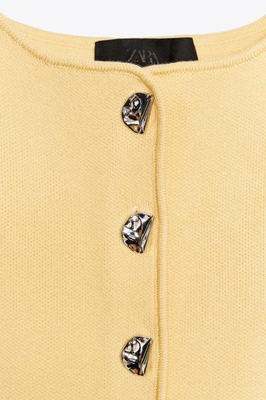 TOP CORSET MAILLE UNIE - Jaune de Zara - Image 7