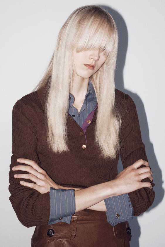 100% WOOL STRIPED JUMPER - Brown by Zara - Image 0