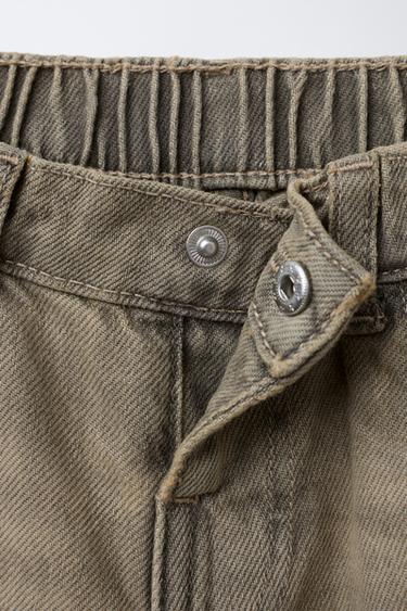 WASHED-EFFECT BALLOON JEANS - Grey / Tan by Zara - Image 3