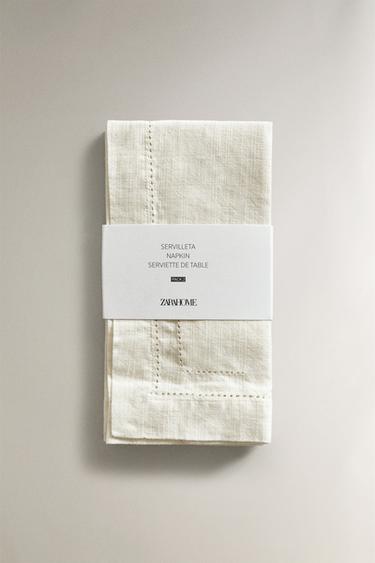 SERVIETTE DE TABLE COTON JOUR ÉCHELLE (LOT DE 2) - Blanc de Zara - Image 4