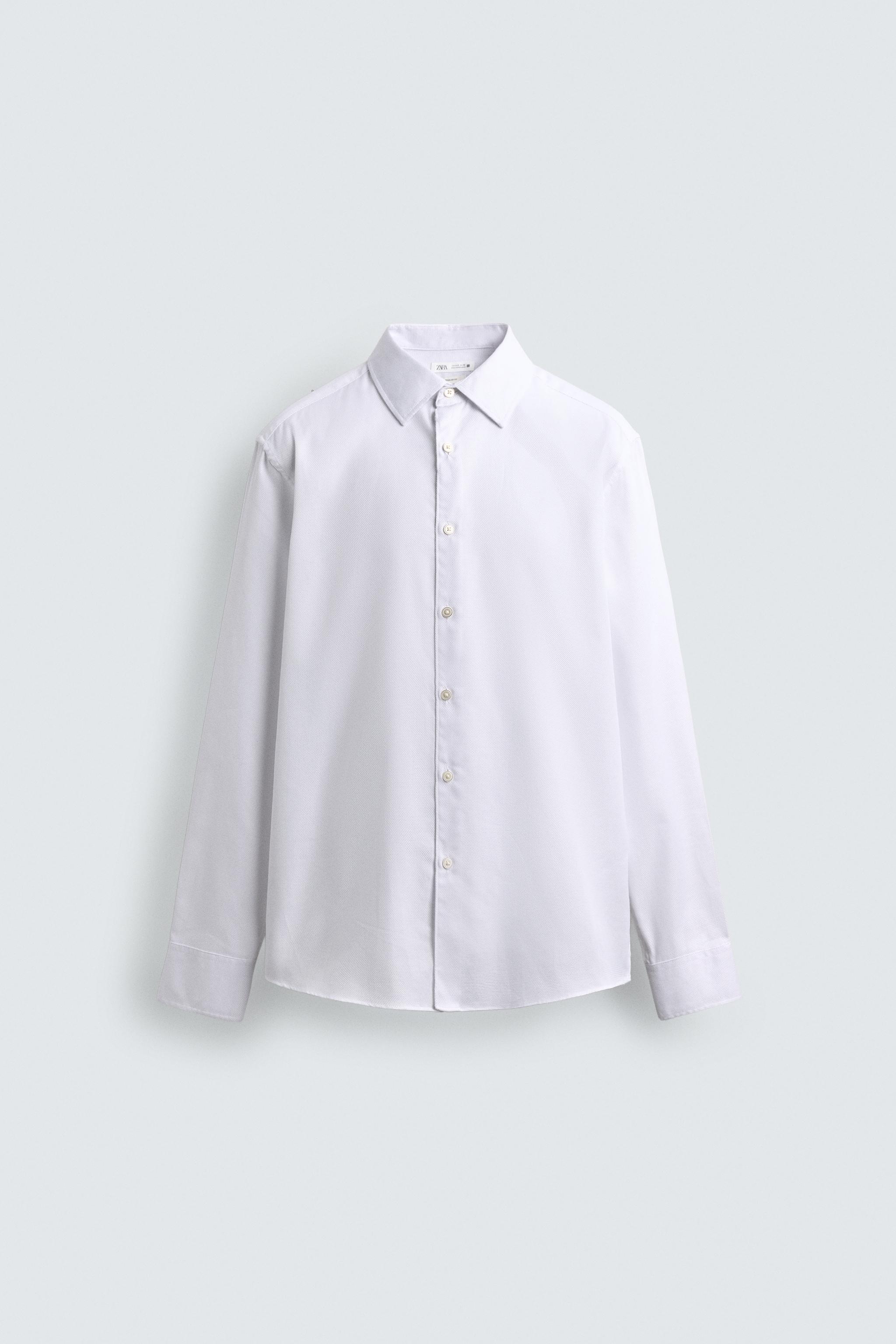 イージーケアテクスチャーシャツ - ホワイト/ネイビーブルー | ZARA 