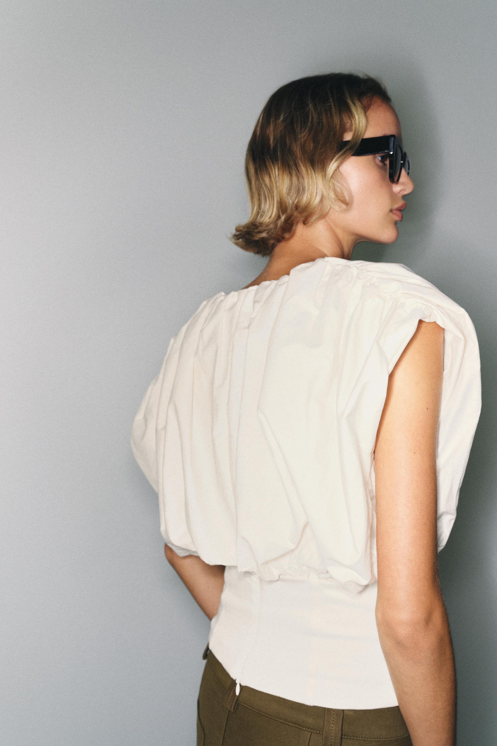 Женские топы Zara COMBINED BALLOON TOP — фото 4