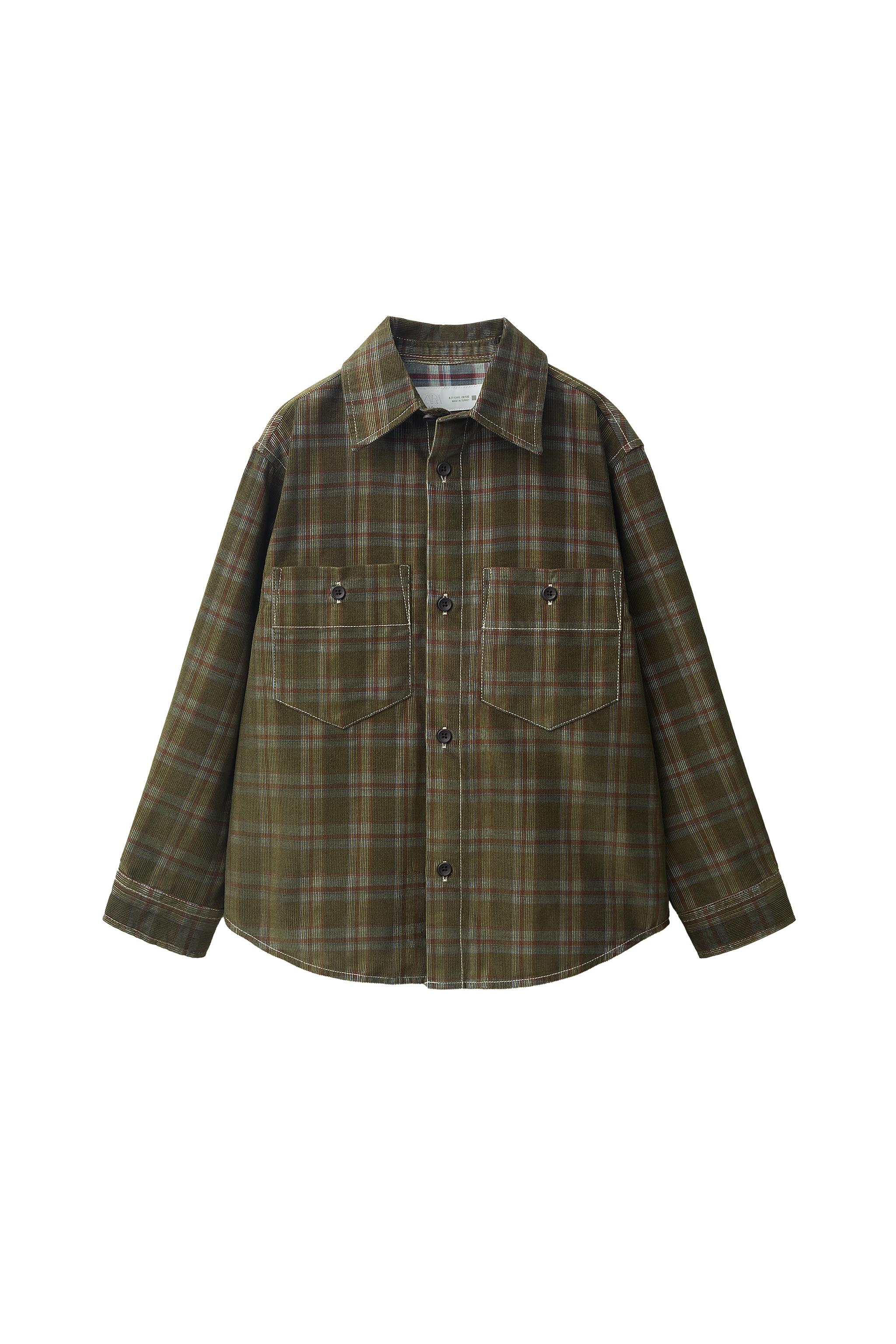 チェック柄コーデュロイシャツ - グリーン | ZARA Japan / 日本