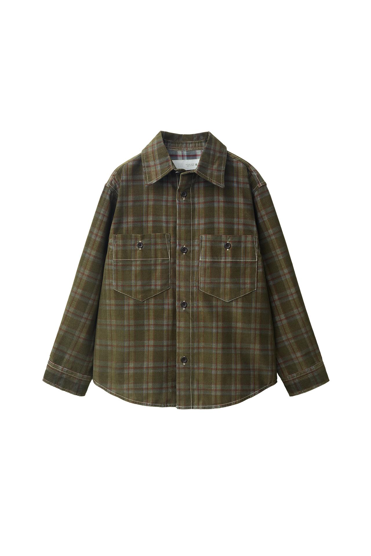 CHECK PRINT CORDUROY SHIRT