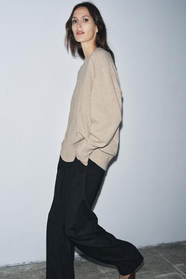 100% WOOL OVERSIZE JUMPER - Beige by Zara - Image 4