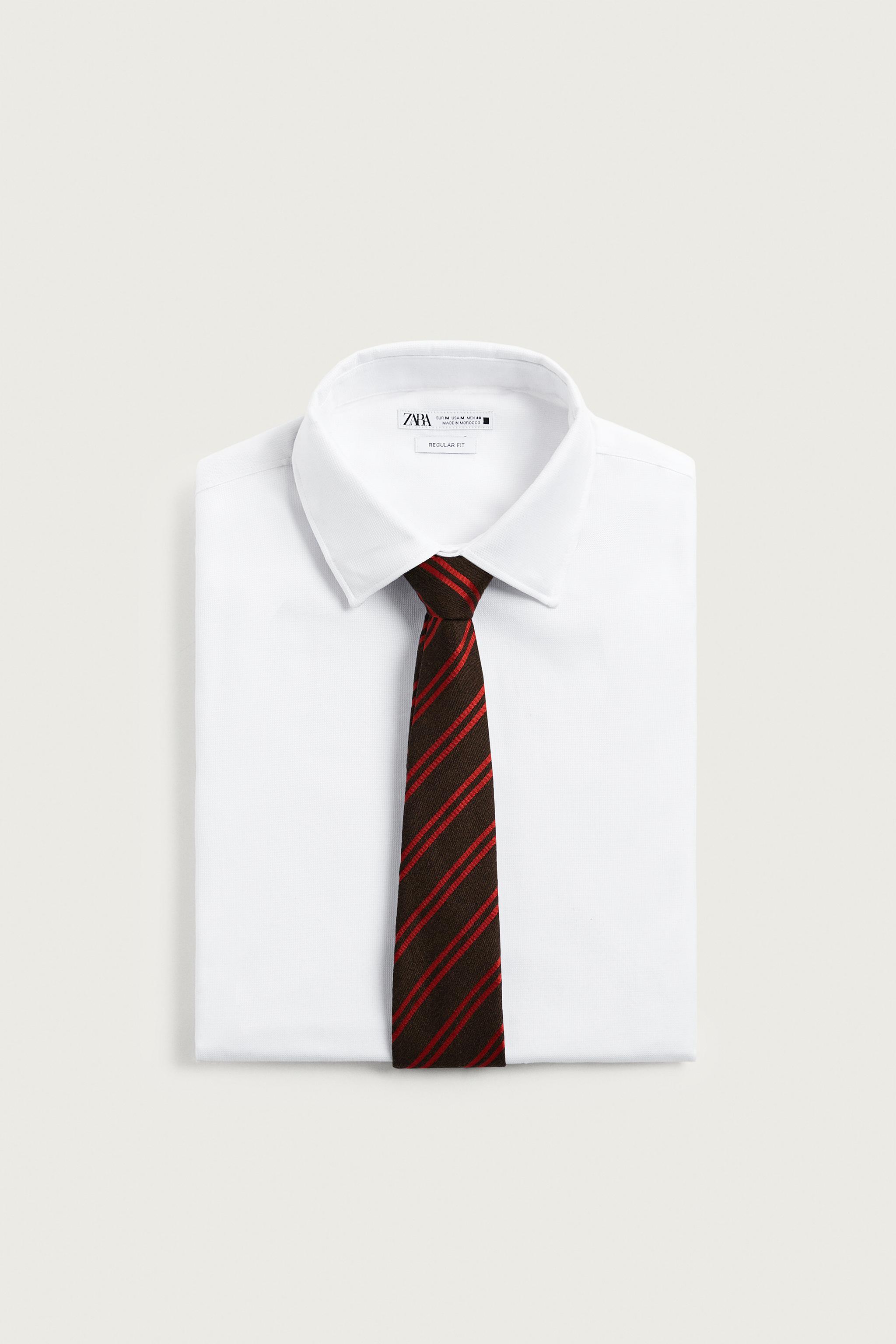 Мужские аксессуары Zara AARON LEVINE X ZARA WOOL-SILK STRIPED TIE — фото 6