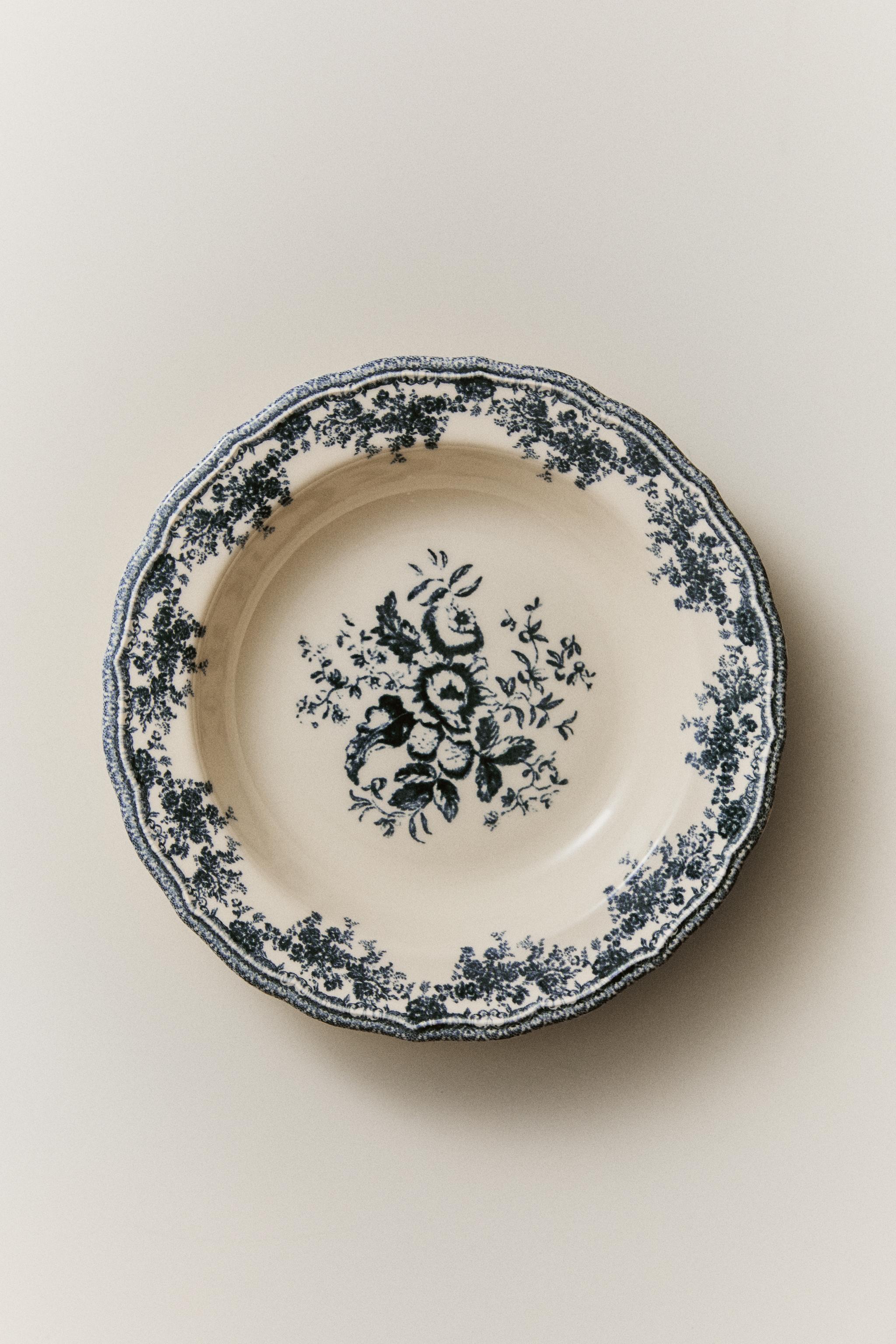 FLORAL EARTHENWARE SOUP PLATE