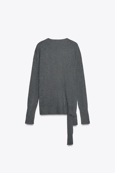 WOOL KNIT KNOT SWEATER - Grey by Zara - Image 6
