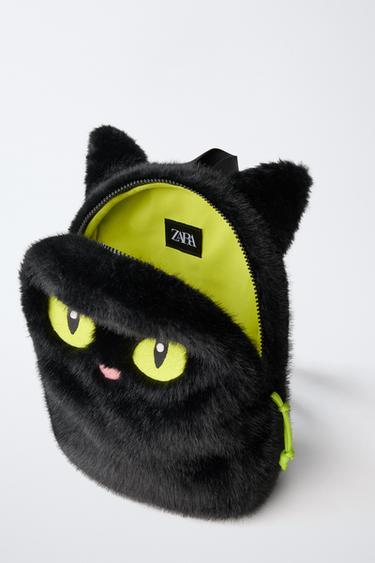 HALLOWEEN SHEEPSKIN CAT BACKPACK - Black by Zara - Image 3