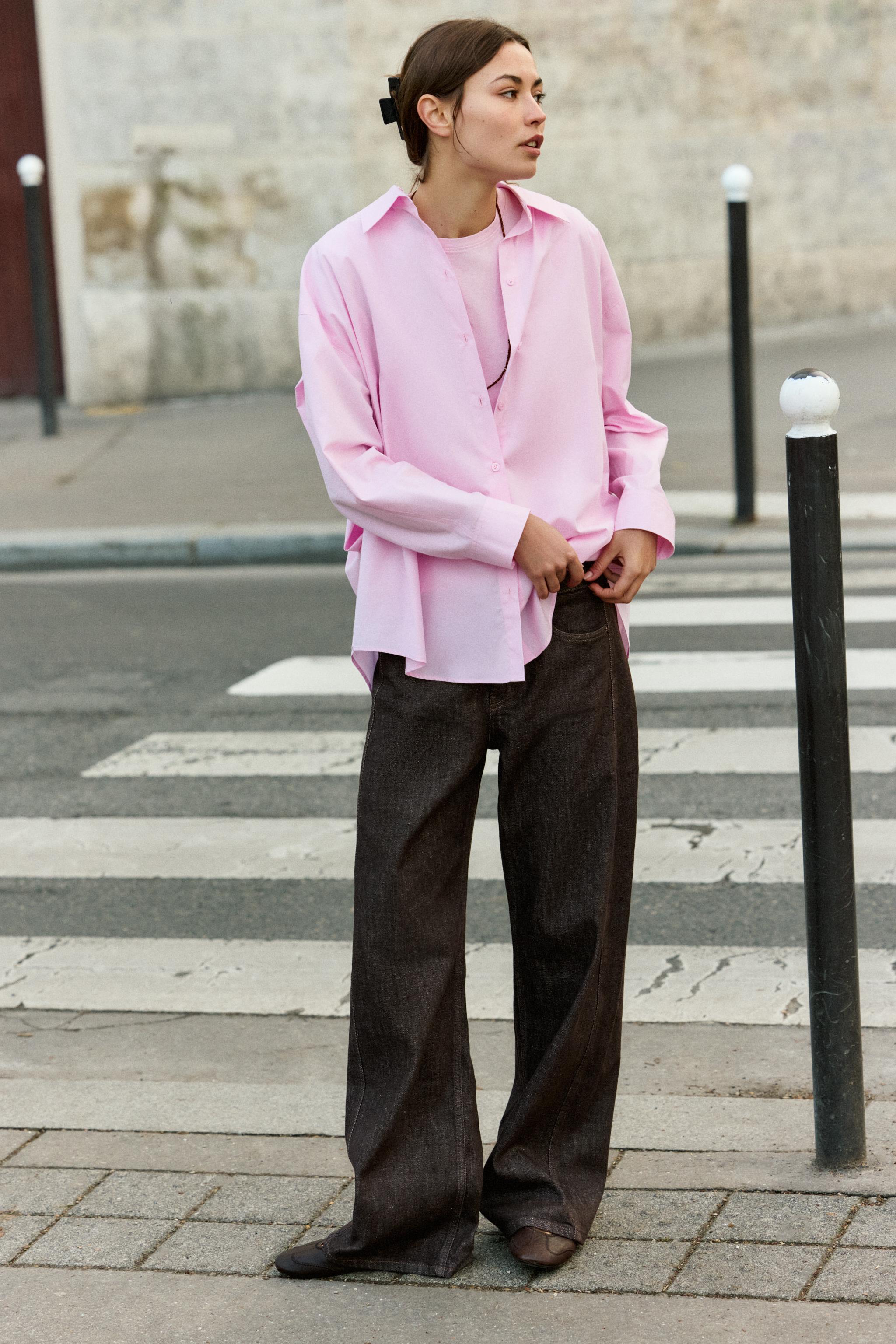 OVERSIZED POPLIN SHIRT - Pink | ZARA United States