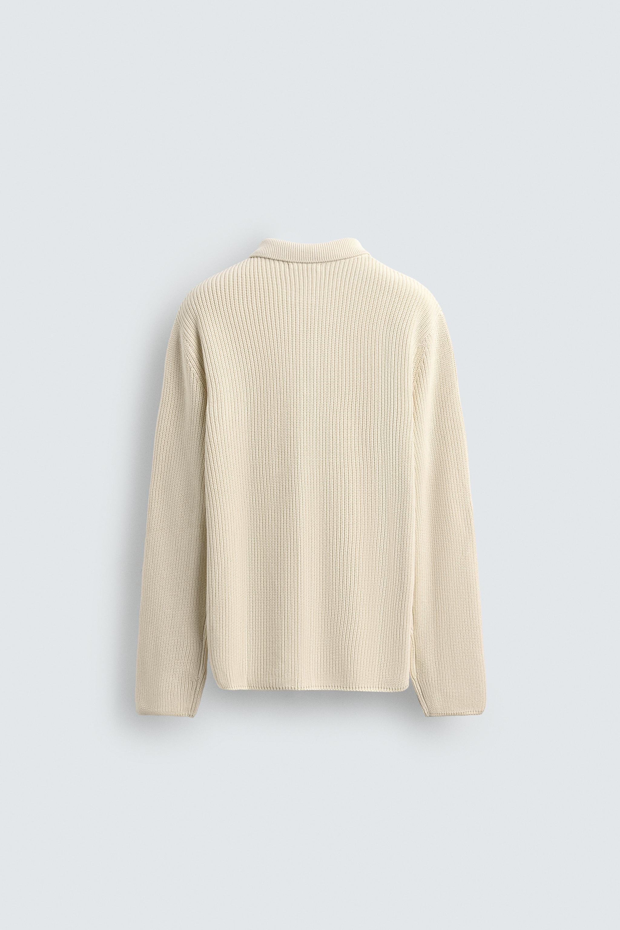 【imperf.】Long Sleeve Rib Cardigan Ecru RIBBED CARDIGAN - Navy blue | ZARA Australia