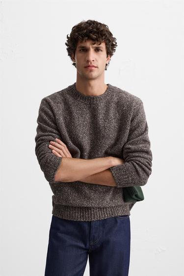 SUÉTER COM TEXTURA E EFEITO DE FIO - Marrom-vigoré da Zara