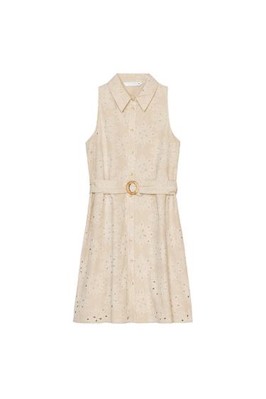EMBROIDERED EYELET SMOCKED DRESS
