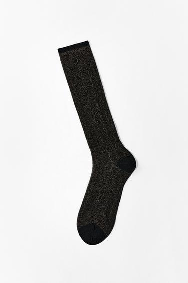 METALLIC THREAD ANKLE SOCKS - Aged gold by Zara