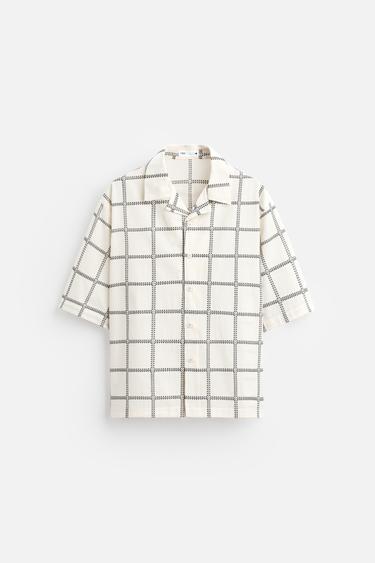 CHECK EMBROIDERED SHIRT - Brown by Zara