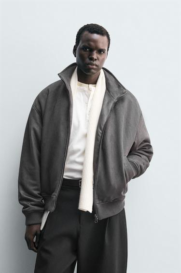 Zara FAUX SUEDE JACKET - Anthracite grey