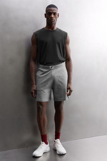 SHORT BRODÉ À BANDES 9" - Gris chiné de Zara - Image 4