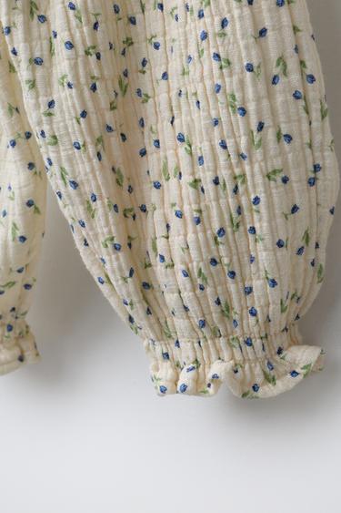 BAGGY TROUSERS WITH FLORAL TEXTURE - Ecru by Zara - Image 3