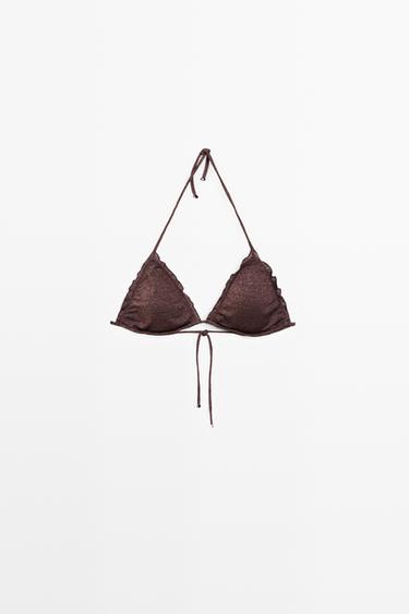 Top bikini volante brillo - Marrón de Zara - Imagen 0