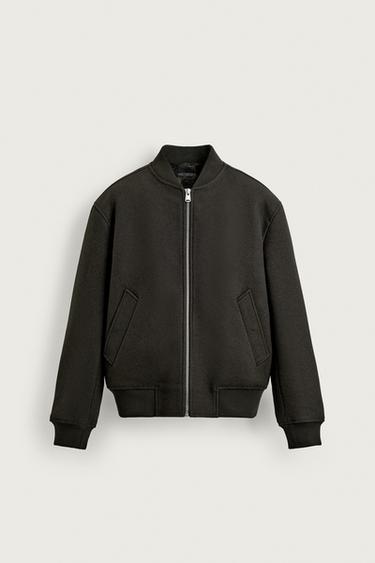 CAZADORA BOMBER COMBINADA - Khaki oscuro de Zara