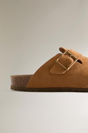 SABOT CUIR BOUCLE DÉTAIL SURPIQÛRES - Marron de Zara - Image 4
