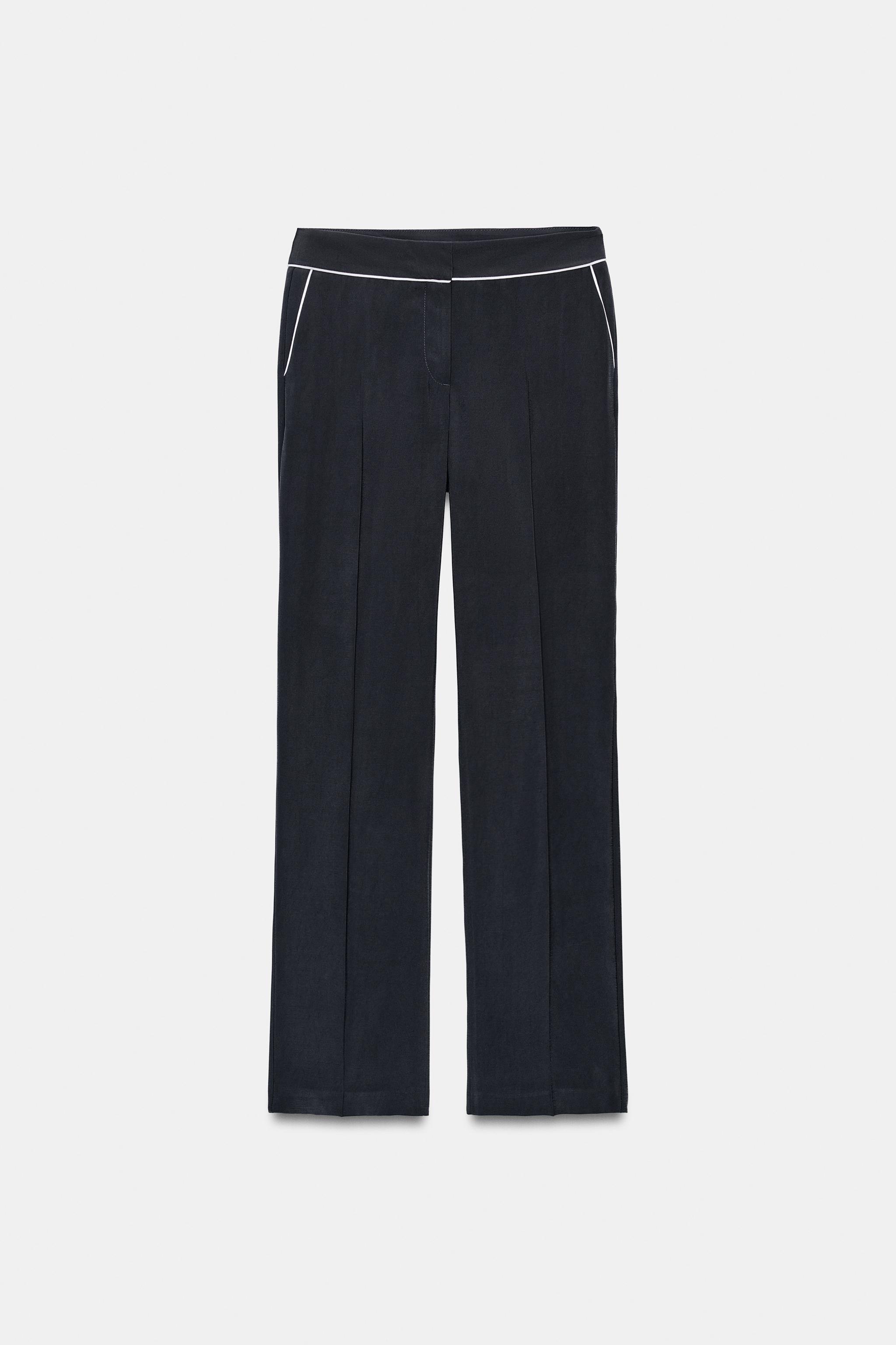 Женские брюки Zara CONTRAST PIPING PANTS — фото 7