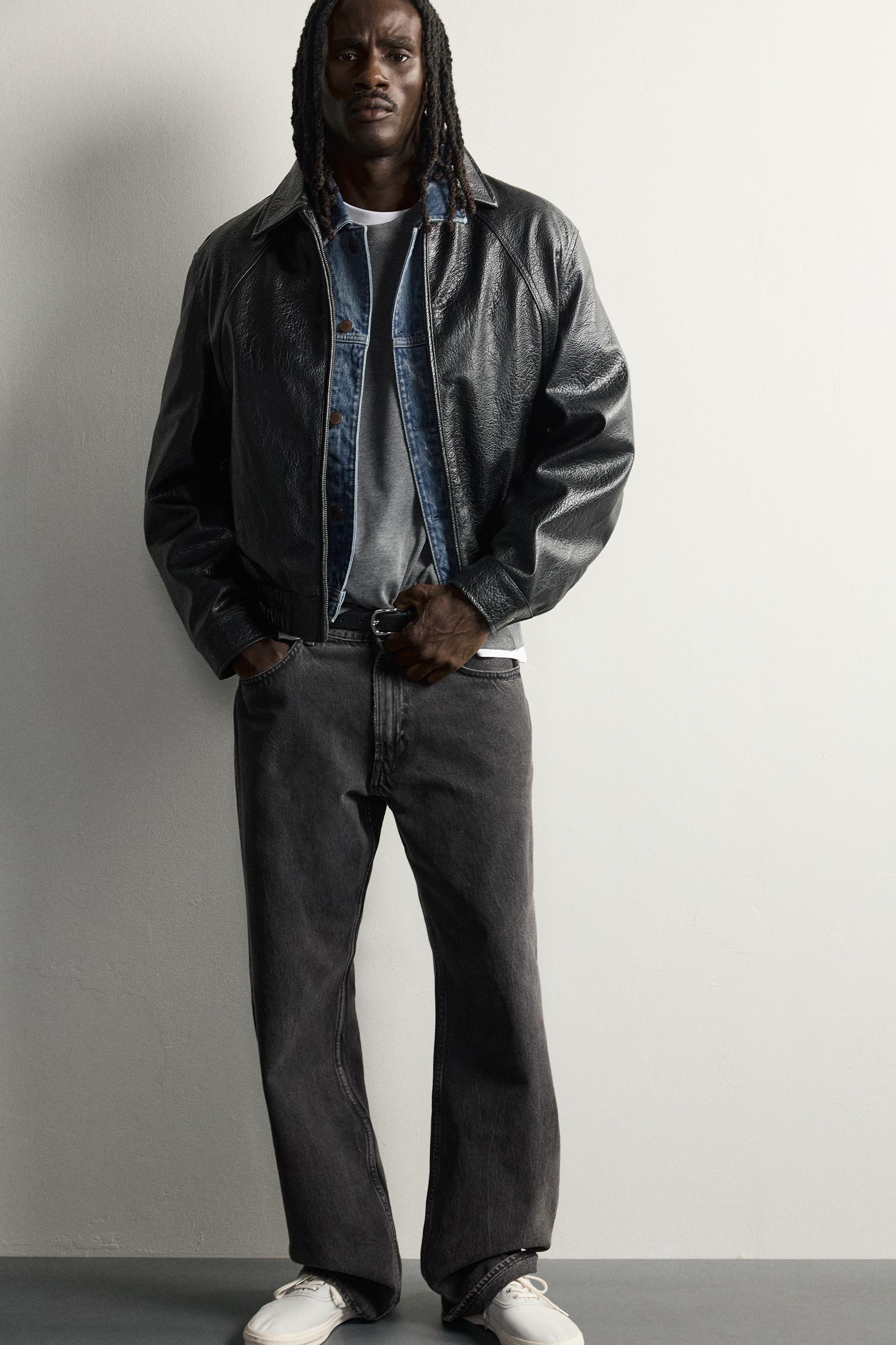 Мужские куртки Zara FAUX LEATHER RELAXED FIT JACKET — фото 5
