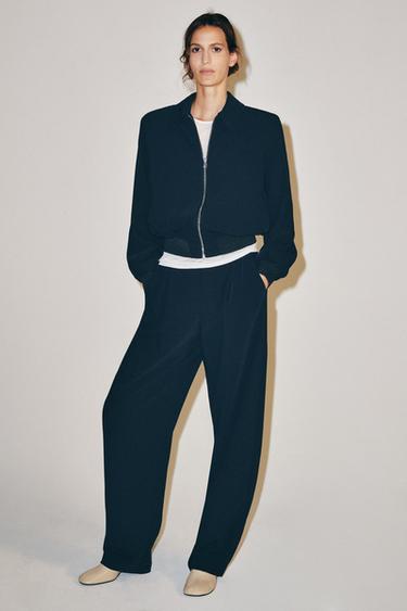 ZW COLLECTION BALLOON TROUSERS WITH DARTS - Navy blue by Zara