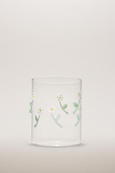 BOROSILICATE TUMBLER WITH FLORAL APPLIQUÉS - 990 by Zara