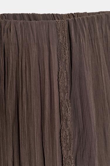 JUPE DENTELLE GODETS - Marron foncé de Zara - Image 8