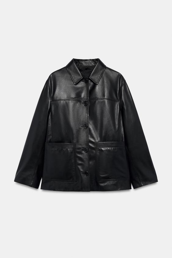 ZW COLLECTION 100% LEATHER JACKET WITH POCKETS - Black by Zara - Image 0