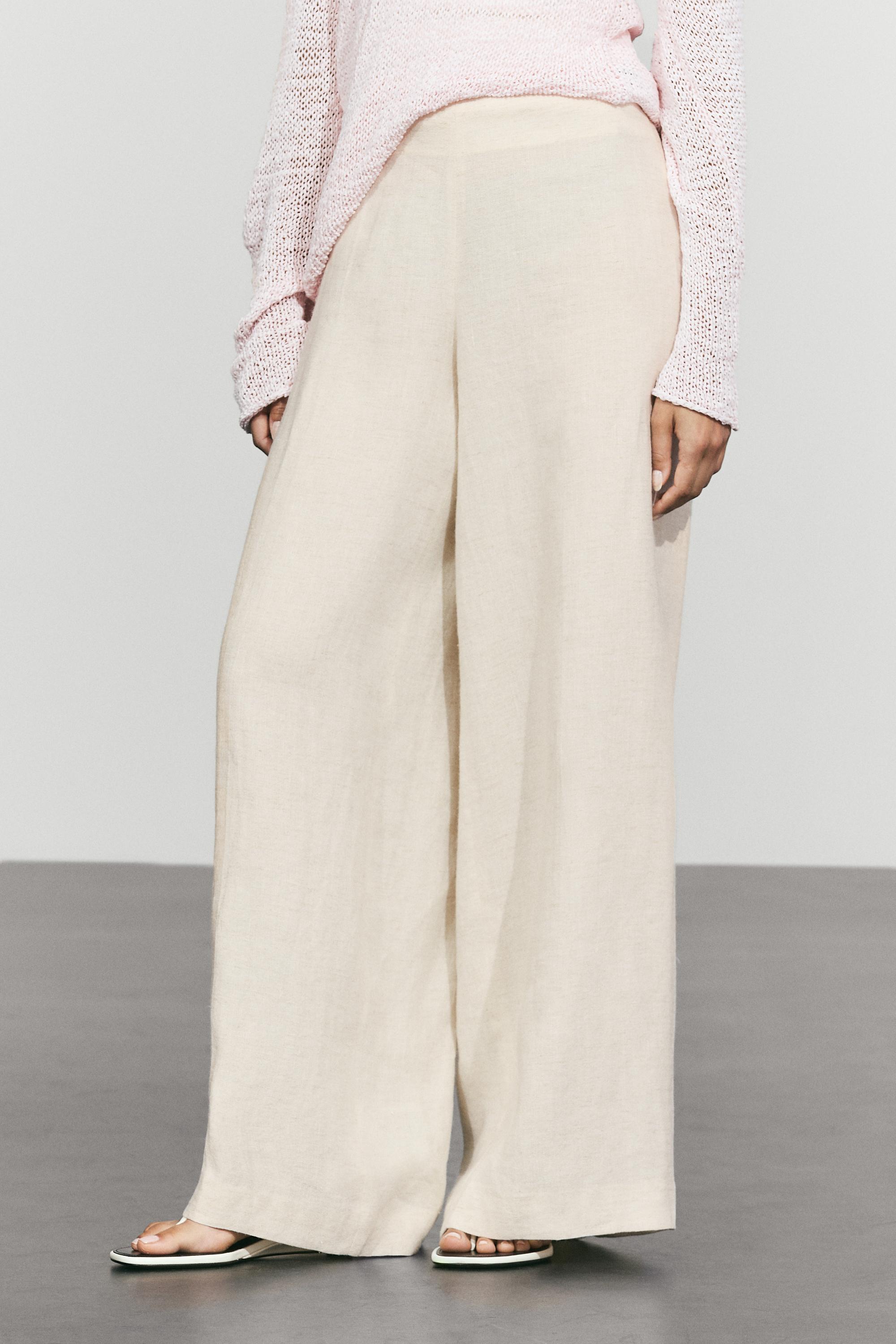 Pantalon barrel mélangé lin