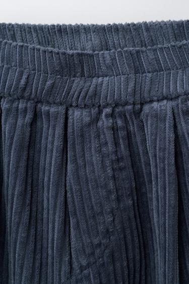 PANTALON BALLON EN VELOURS CÔTELÉ ÉPAIS - Bleu de Zara - Image 2