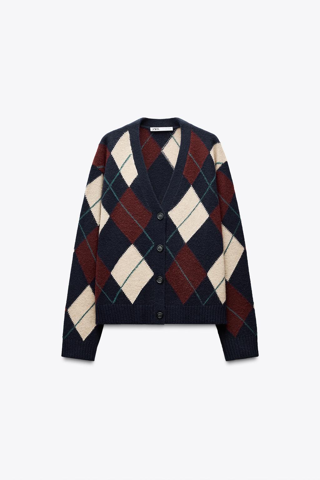 LONG WOOL ARGYLE JACKET