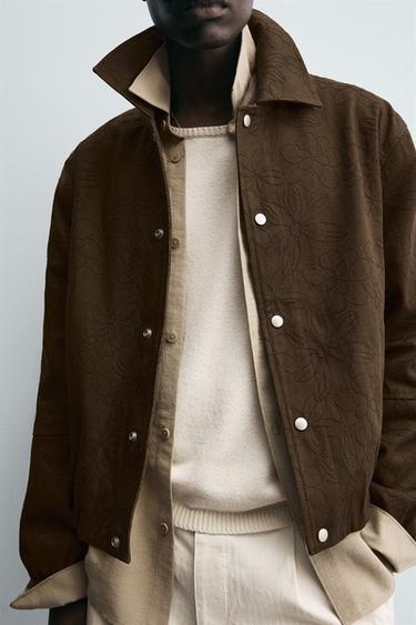 FLORAL JACQUARD JACKET - Chocolate by Zara - Image 5