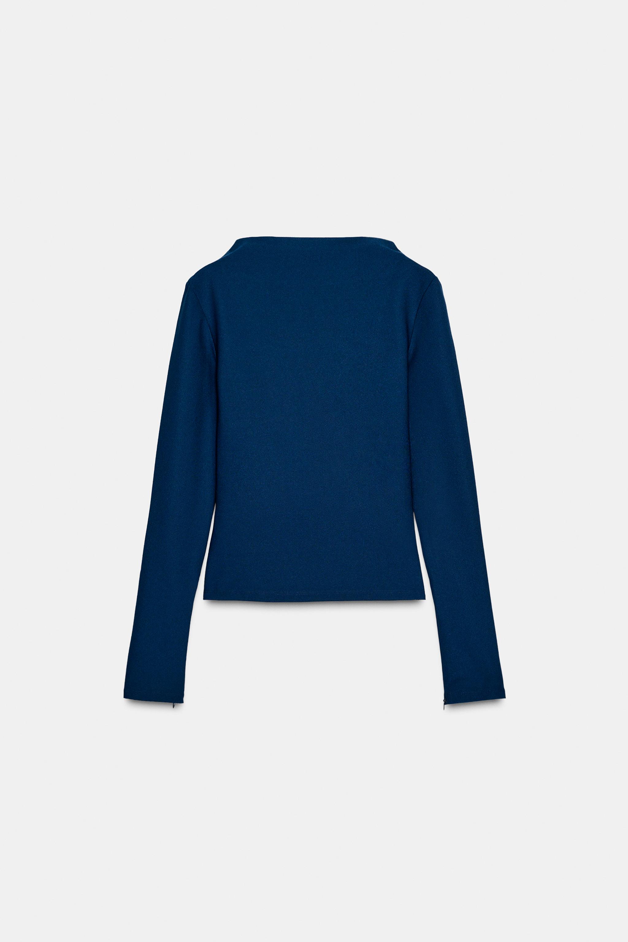 CREPE MOCK NECK T-SHIRT