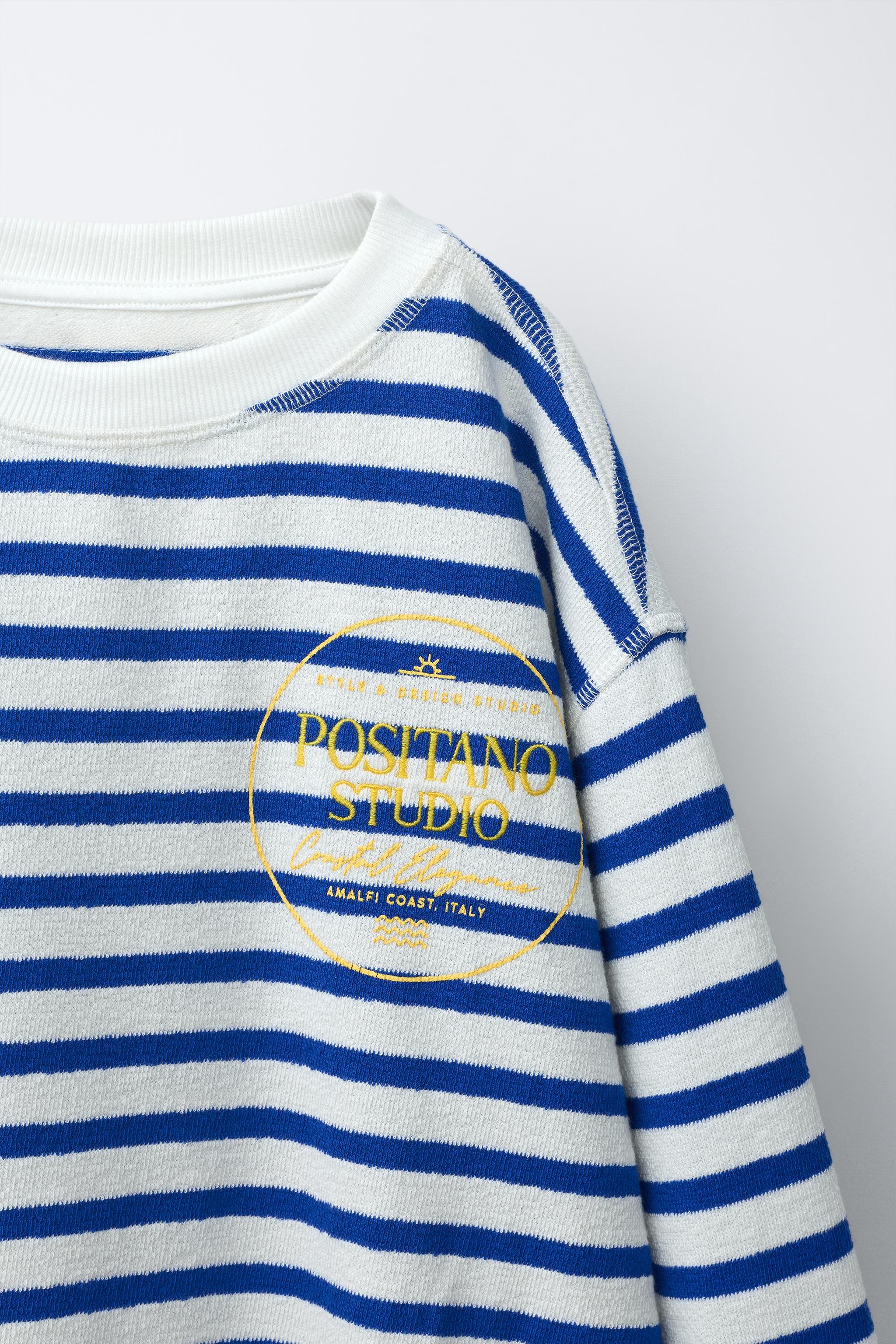 STRIPED AND TEXT T-SHIRT