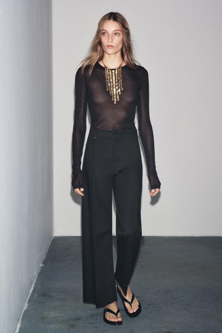 JEANS ZW COLLECTION WIDE LEG HIGH-WAIST Black ZARA Georgia