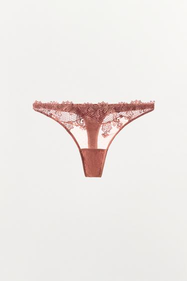 TANGA BRODÉ - Rouge orangé de Zara - Image 3