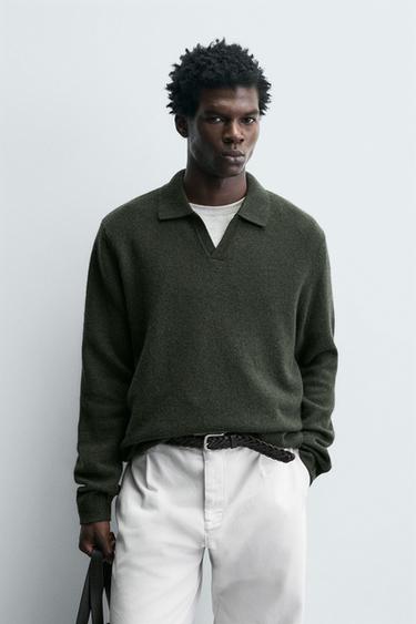 POLO IN MAGLIA 100% LANA - VERDE di Zara
