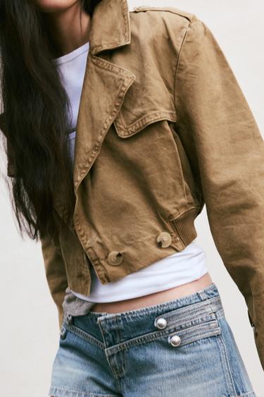 WASHED SHORT TRENCH COAT - Brown by Zara - Image 1