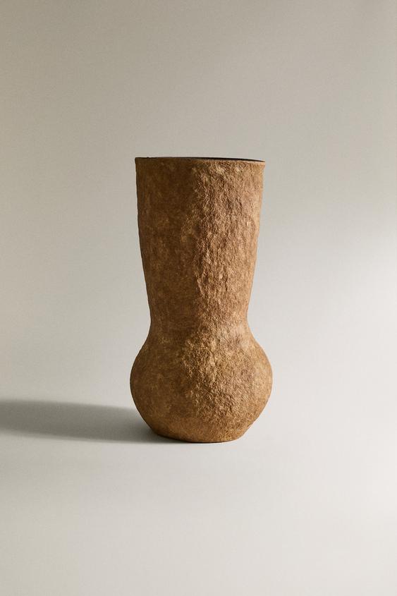 JARRA DECORATIVA EM PAPEL MACHÊ COM TEXTURA - Cru / Castanho da Zara - Imagem 0