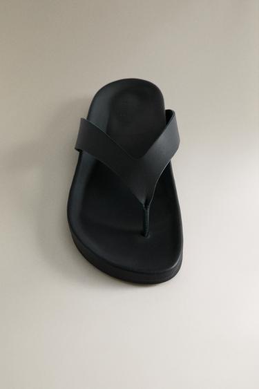 THONG-TOE LEATHER SANDALS - Black by Zara - Image 4